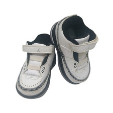 Air Jordan 3 Retro Toddler Sneakers White Gray Black Strap Shoes Size 3C