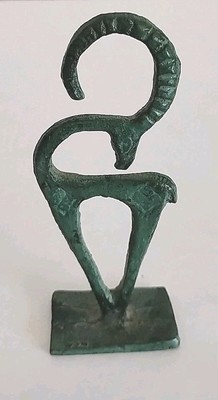 Vintage Ibex Bronze Small Ram/Goat Statue Symbol of Energy, Long Life, Fertility
