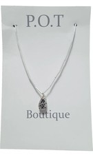 Clear Speckled Oval Pendant Necklace/White Tube Beads/Casual Jewelry For Teens