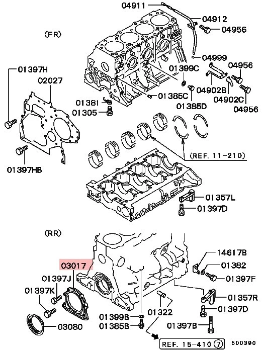 CAJA DE SELLO DE ACEITE DEL CIGÜEÑAL TRASERO MITSUBISHI MONTERO SPORT K97WG MK1 2.8D Foto 3 de 4