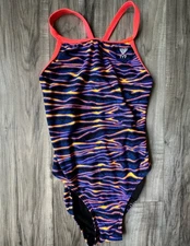 TYR Volte One Piece Swimsuit with Cutout On the Back In Blue and Black Size 32