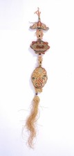 1900's Chinese Silk Embroidery Forbidden Stitch Perfume Scent Pouch Bag Tassel