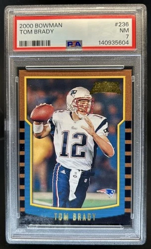 2000 Bowman Tom Brady Rookie RC #236 Patriots PSA 7