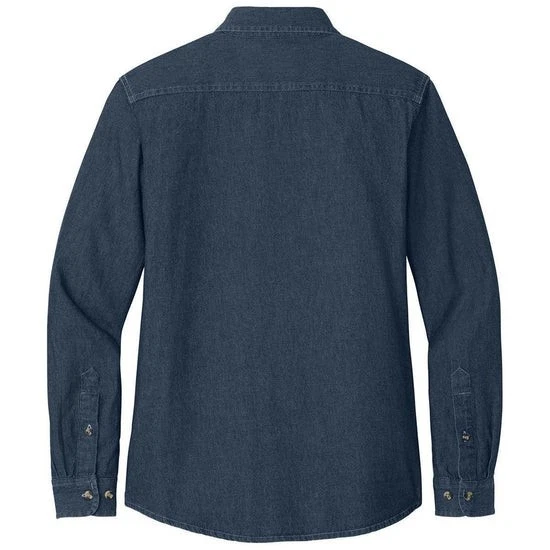 Joe's USA 6.5-Ounce Long Sleeve Denim Shirt Women's-3XL-Dark Blue - Image 2 of 4