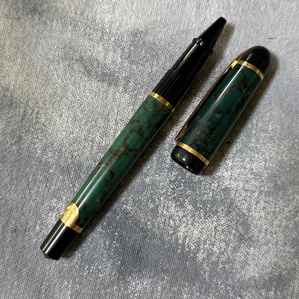 Pluma Waterman Phileas BP mármol verde mármol con adornos dorados usada Foto 4 de 4