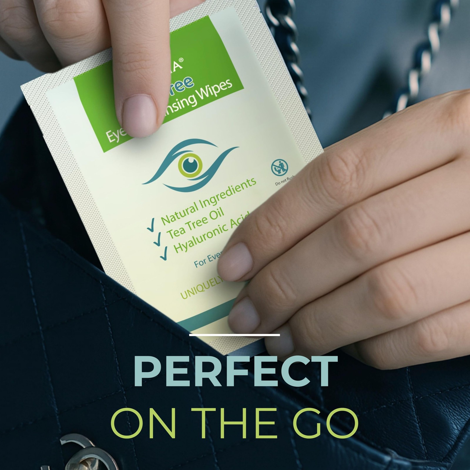 NOVEHA 120Pcs Tea Tree Oil Eyelid  Lash Wipes With Hyaluronic Acid, Green Tea...