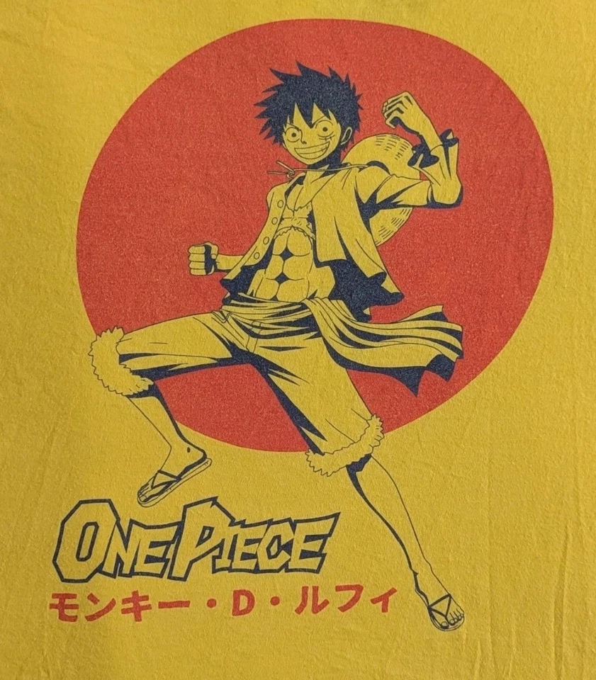 One Piece - Camiseta para hombre talla 2Xl - Luffy delante de un sol rojo - Amarilla  Foto 2 de 4
