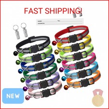 12 Pack Reflective-Breakaway Cat Collars with Bells,Safety Buckle Kitten Collar,