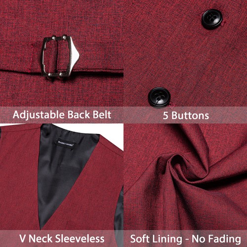 Men's Tuxedo Vest & Bowtie/Necktie Set, Classic Formal Waistcoat Paisley Floral - Picture 6 of 224