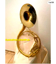 SOUSAPHONE 16"BELL MINI GOLDEN POLISH MADE OF PURE BRASS CASE BOX FREE SHIPPING