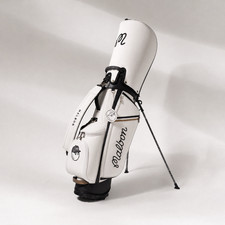 Malbon White Golf Stand Bag w/ Hood Cover Strap - Premium Cart/Carry Bag New