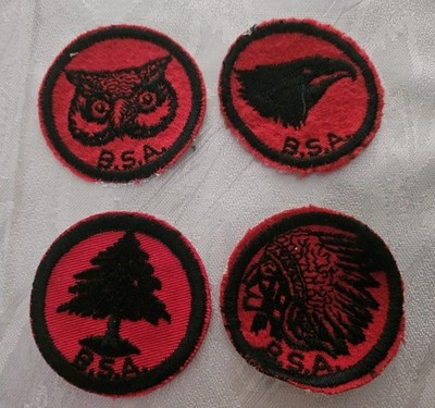 Lot of 4 Older PATROL PATCHES 50s 60s OWL Eagle INDIAN Pine Tree Badge