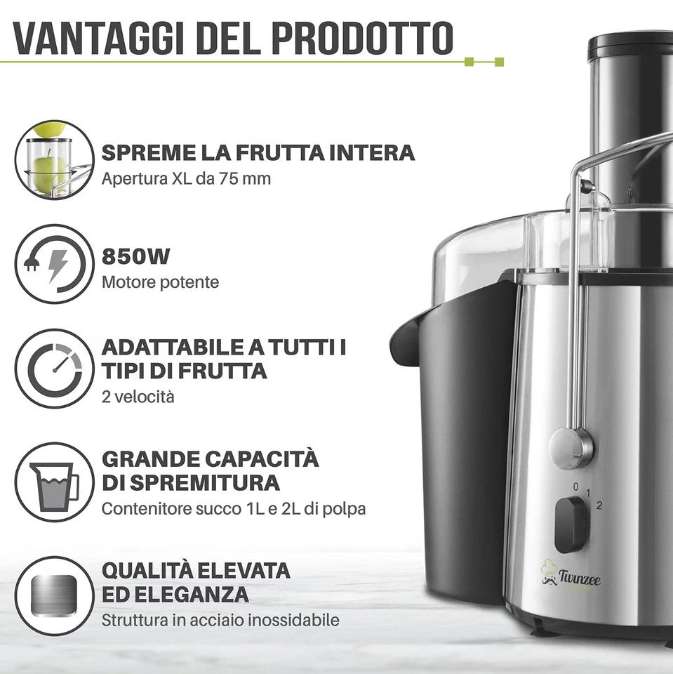 ✅Centrifuga Frutta e Verdura Professionale 850W Estrattore di Succhi Rigeneranti - Immagine 2 di 4