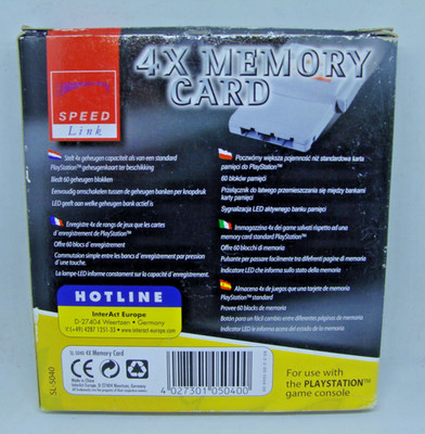 Orig.SPEED LINK -''4X MEMORY CARD'' For Sony PlayStation (neu in OVP) aus Sammlung