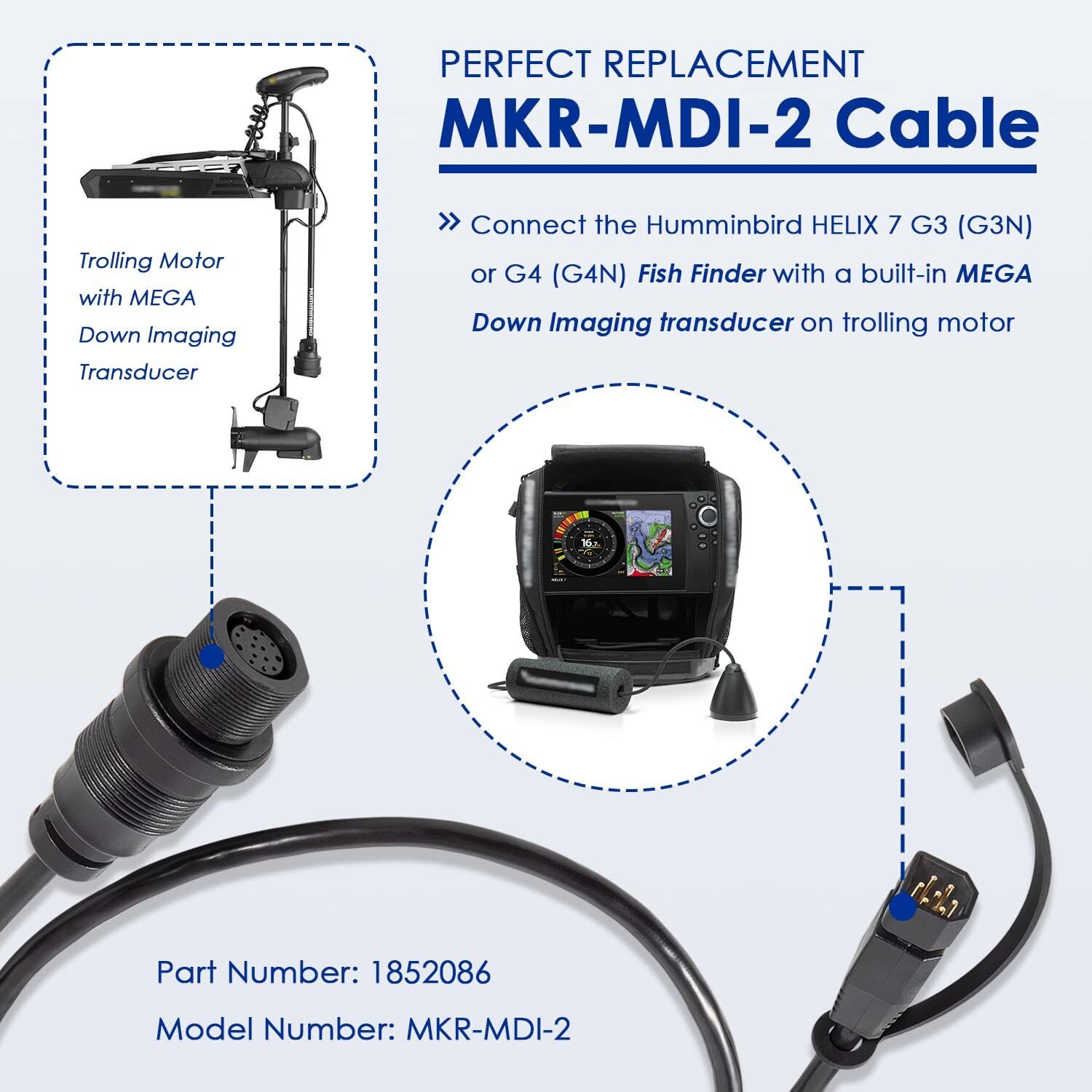 MKR-MDI-2 Sonar Adapter Cable for Hummingbird HELIX 7 G3 or G3N G4 G4N ...