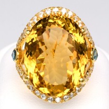    Natural Citrine  Topaz Ring in 925 Sterling Silver 18K Yellow Gold Plated 