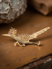 Eye Roadrunner Brooch Pin #7801 Estate Solid 14K Yellow Gold Ruby