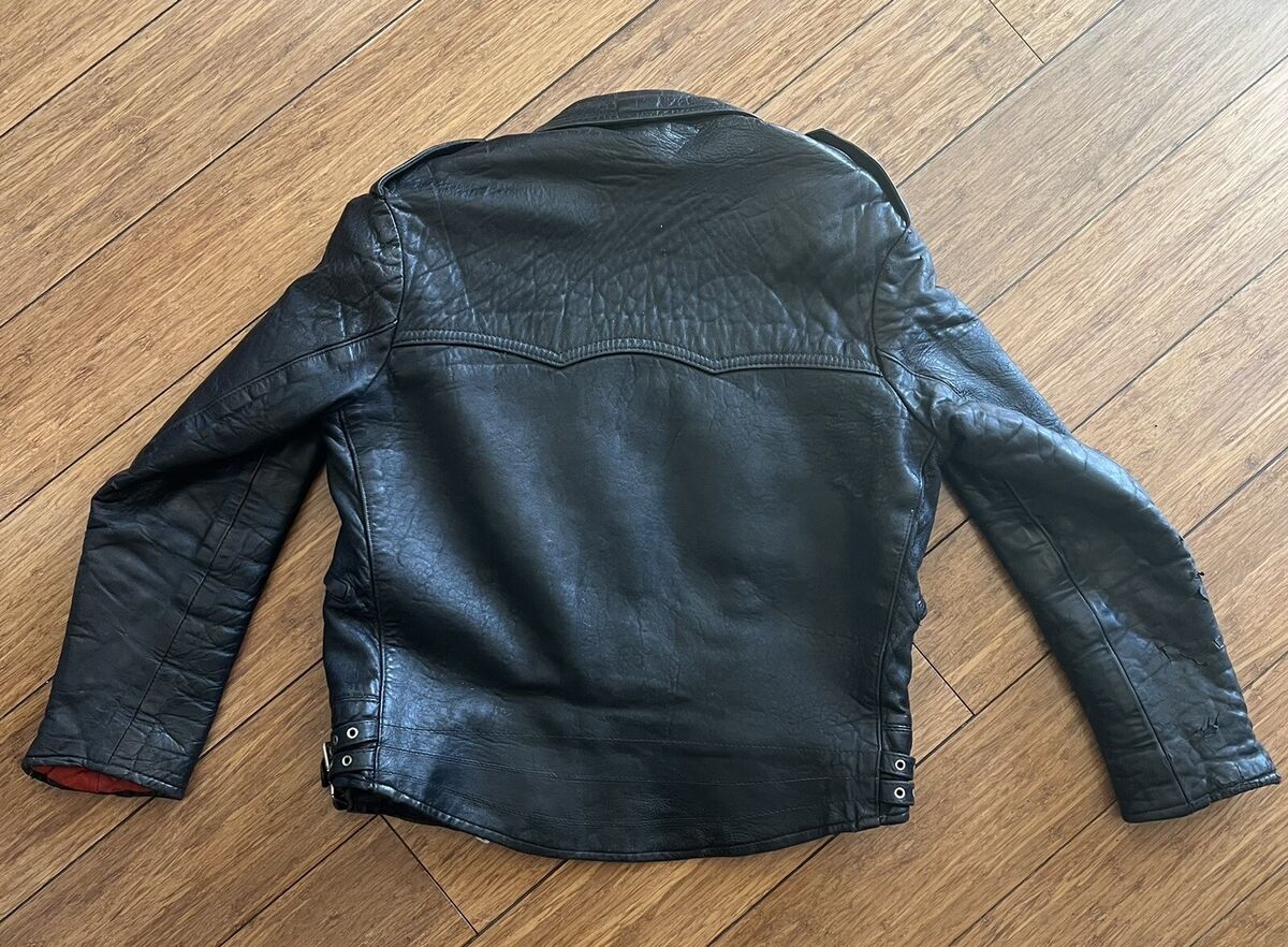 Vintage black leather biker jacket mascot Black Night Size Vintage black leather biker jacket mascot Black Night Size