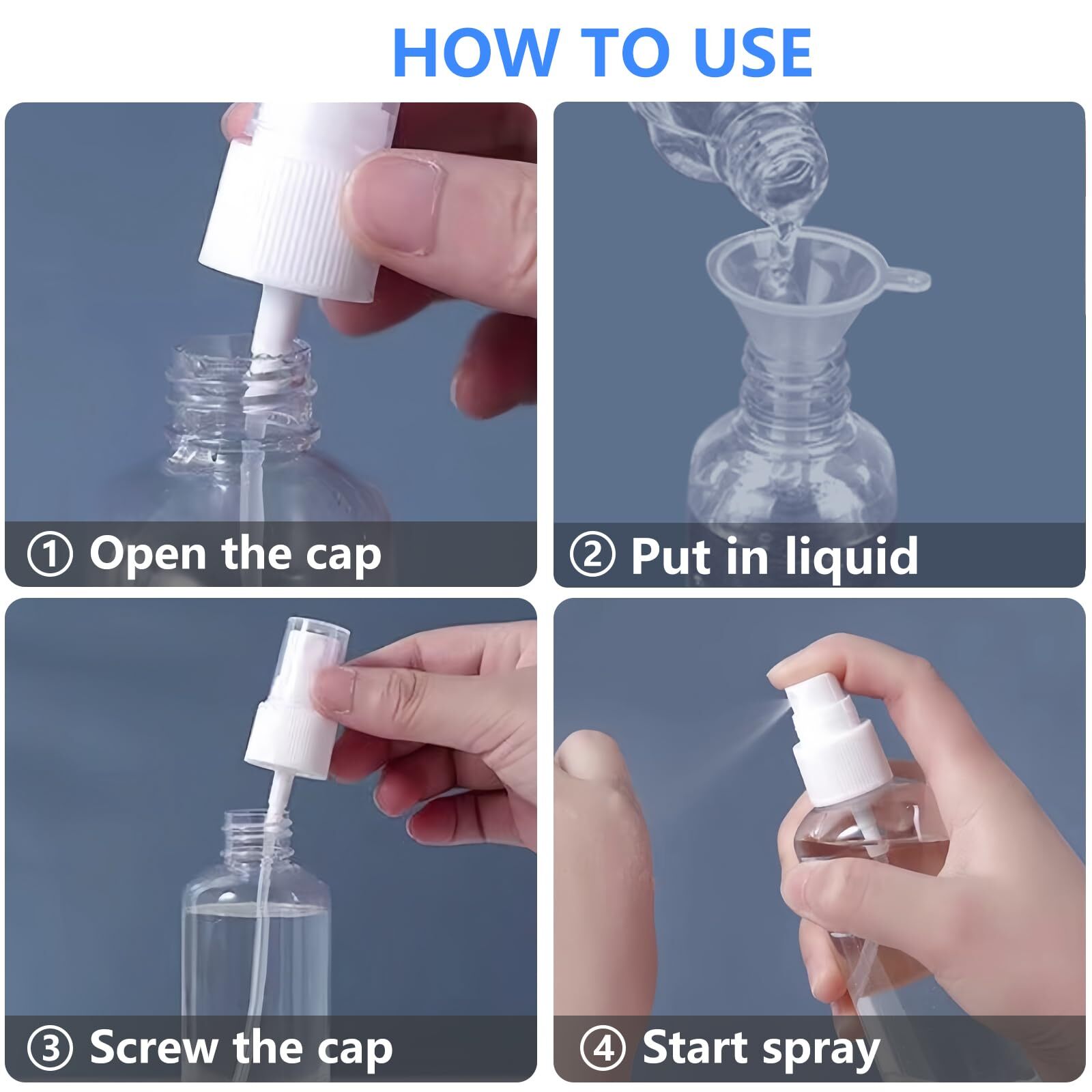 DTDNZKN 4 Pack 2 Oz 50ml Mini Spray Bottles Clear Travel Size Spray Bottles L...