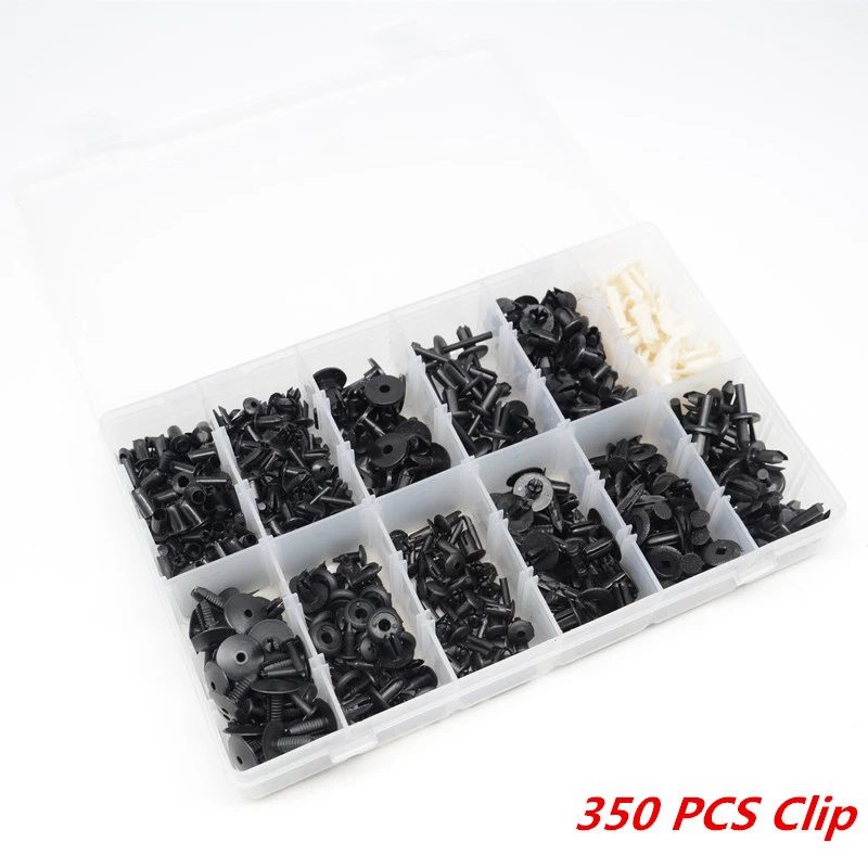Kit de caja de moldura de clip de recorte de panel de remache con hebilla de pasador de plástico para automóvil 350 piezas Foto 4 de 4