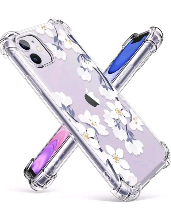 GVIEWIN iPhone 12 Mini 5.4 Inch Clear Case with Lanyard Wildflower White Floral Design