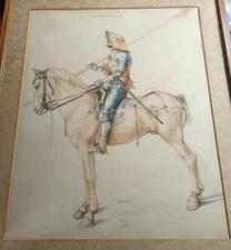 Albertina Facsimile Albrecht Dürer "The Knight" Marked AD 1498 Framed & Matted 