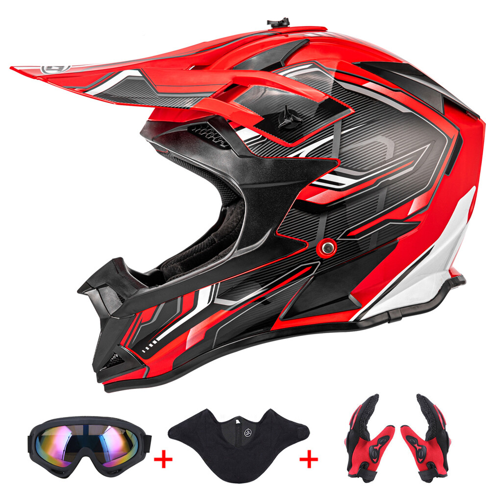 DOT Adult Motocross ATV Dirt Bike MX Off-Road Helmet + Goggl