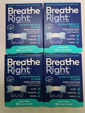 Lot of 4 Breathe Right Nasal Strips Extra clear sensitive Skin 10 strips Each