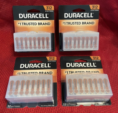 (128) Duracell Hearing Aid Batteries Size 312 - Fast FREE ship- Best Before 2026