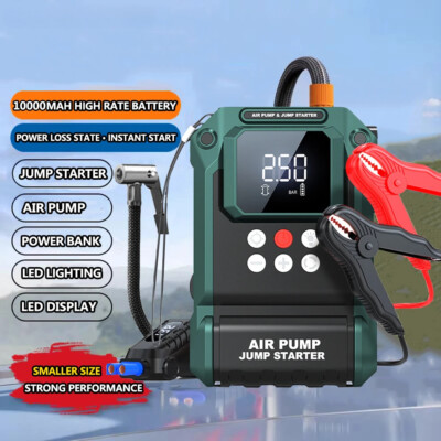 Car Jump Starter 12V Wih Air Compressor Power Bank 10000 MAh New Electric Device
