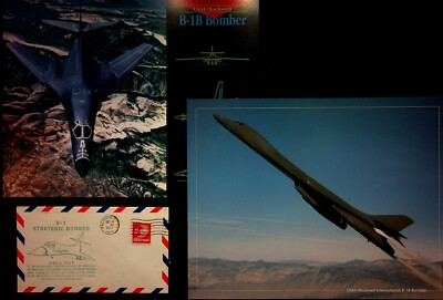 B-1 B1B Strategic Bomber 1974 Postal Cover + 2 Photo Specification Sheets 11x8 