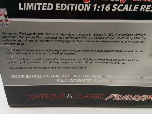 1/16 1951 Montgomery Ward Narrow Front Pulling Tractor Rare Limited CUST 952 - Picture 7 of 11