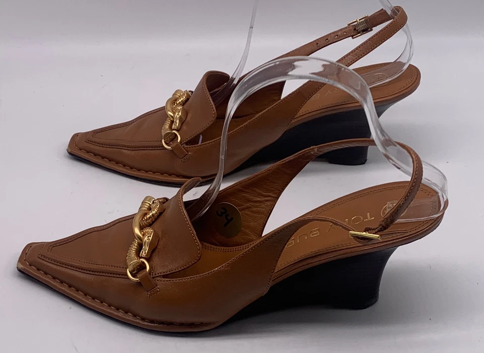 Zapatos de salón Tory Burch para mujer de cuero marrón Jessa punta con cordones talla 9,5 M Foto 3 de 4