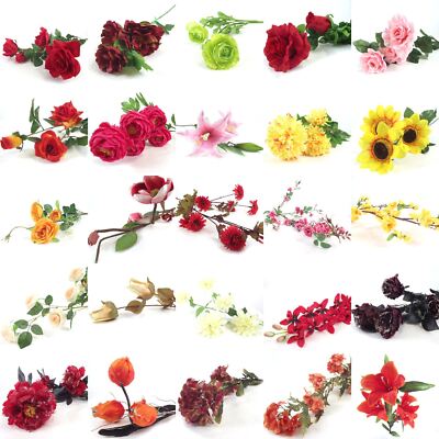 Großpackung 100x verschiedene Blumensprays - künstliche Seidenblumen Großhandel Restposten
