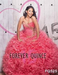 coral and gold quinceanera dresses