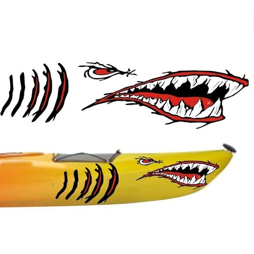 Pack De 2 Vinyle Requin Dents Bouche De Décalques Pour La Pêche En Bateau - Photo 2/9