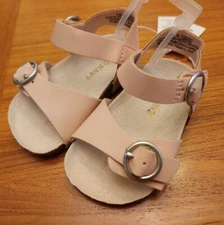 Old Navy Girls 3-6 MONTHS Pale Pink BLUSH HUE Earth Sandals Faux Leather #31822