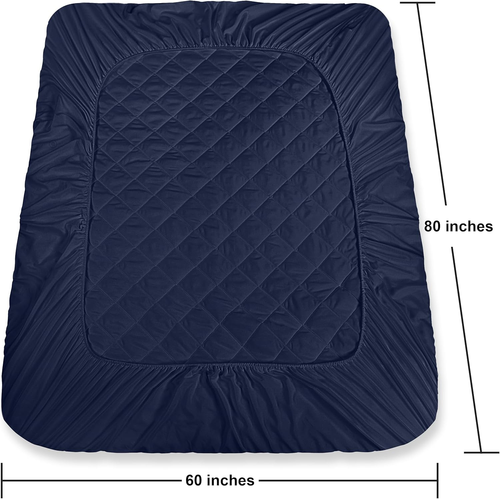 Quilted Fitted Mattress Pad, Queen Size, Elastic Fitted Mattress Topper Protecto - Picture 4 of 12