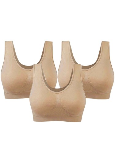 PACK OF 3 Seamless Stretch Comfort Sports Bra Style Crop Top Shapewear Vest Lot - Picture 11 of 17