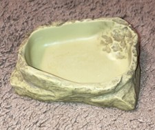 Vtg 2002 Exo Terra Small Dish Reptile Resin Rock Food Water Bowl Pet Feeding Tan