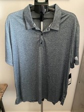 NEW - ADIDAS BLUE FEEDER STRIPE POLO SHORT SLEEVE GOLF SHIRT - CREW NAVY - 2XL