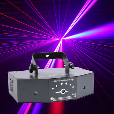 RGB DMX 3 Lens 500mW Full Color Scanning Beam Laser Lamp DJ Party Stage Lighting