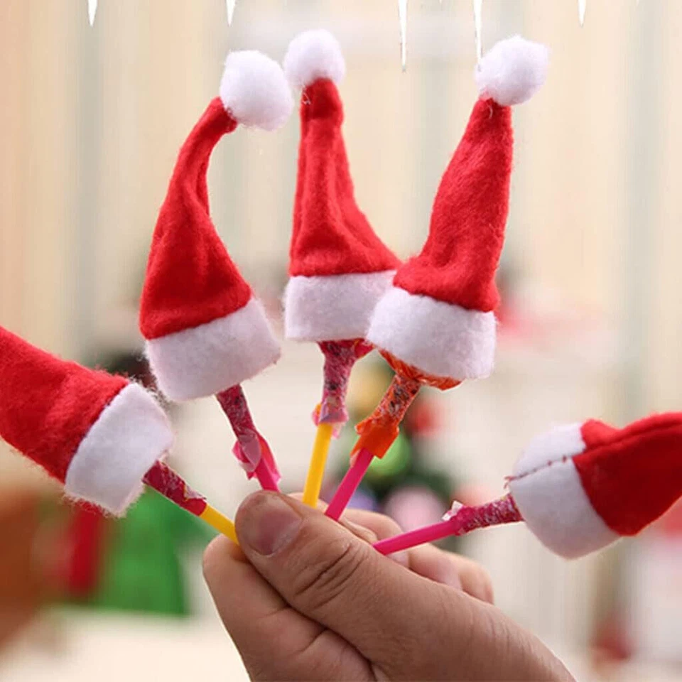20-50Pcs 1:12 Dollhouse Miniature Festive Tiny Red Christmas Santa Hats Lollipop - Image 2 of 4
