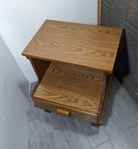 Vintage Rustic Country Ranch Oak Style 2-Tier Step End Table Nightstand B - Picture 9 of 23