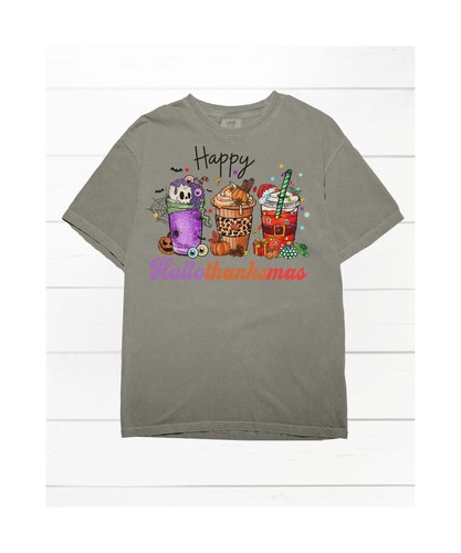 Cute Halloween T-Shirt, Womens Fall Tee, Funny Christmas Shirt, Hallothanksmas - Picture 4 of 14