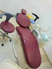 Dental Dentist Chair Cover Sleeves Protector Chair Unit Cover PU Wine Red 1Set