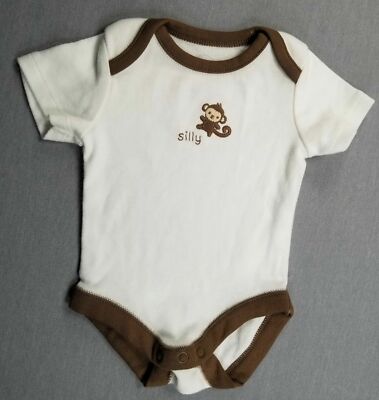 Baby Boy Nwot Gymboree Preemie To 7 Lbs Brown Trim Silly Monkey Bodysuit
