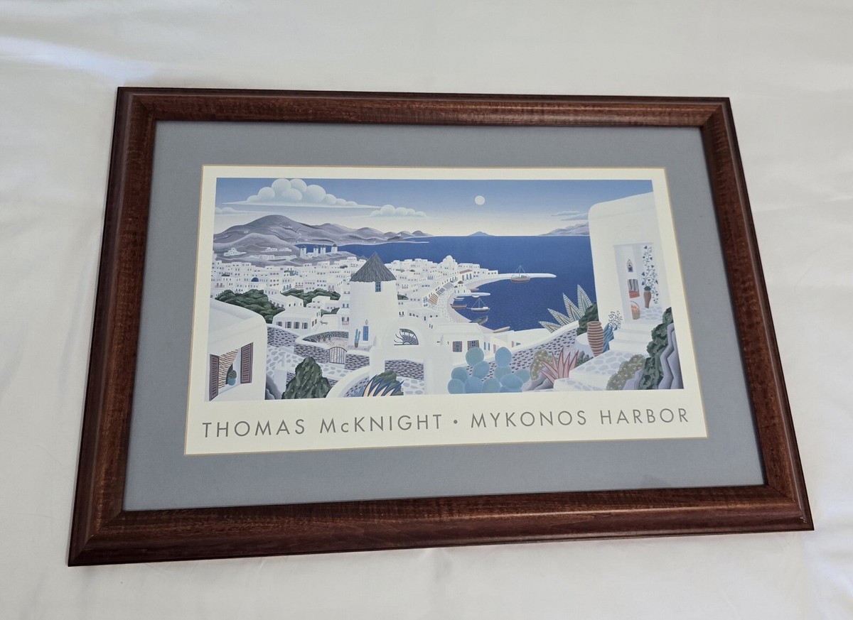 THOMAS McKNIGHT MYKONOS HARBOR Framed Fine Art Poster Print