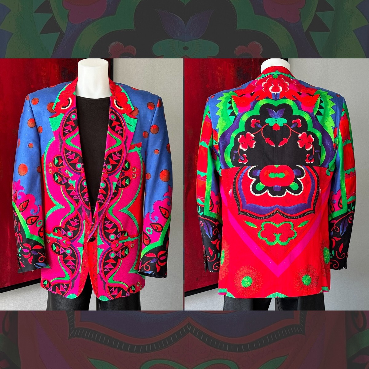 GIANNI VERSACE cotton one button blazer Floral Chinese size