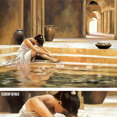 40W''x30H'' HEALING WATER by RON DI SENZA - RELAXING SWIMMING SAUNA POOL CANVAS